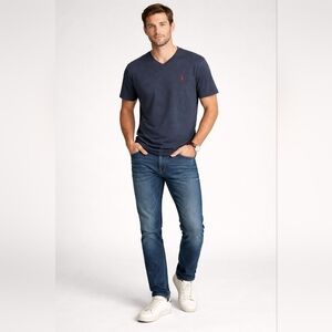 Polo Ralph Lauren Men’s XL Navy Heather V-Neck T-Shirt Classic Fit Red Pony